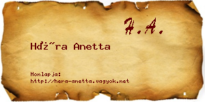 Héra Anetta névjegykártya